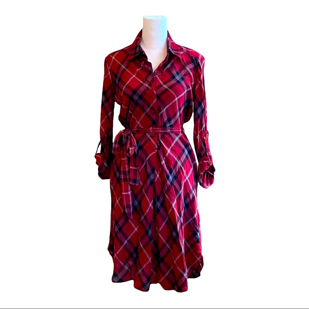 Chelsea & Violet Red plaid shirt-dress